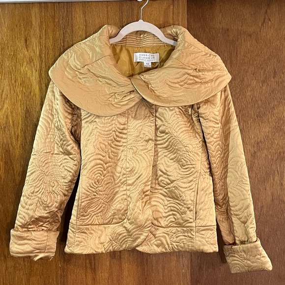 Badgley Mischka Jackets & Blazers - American Glamour by BADGLEY MISCHKA Gold Quilted Coat Sz XS